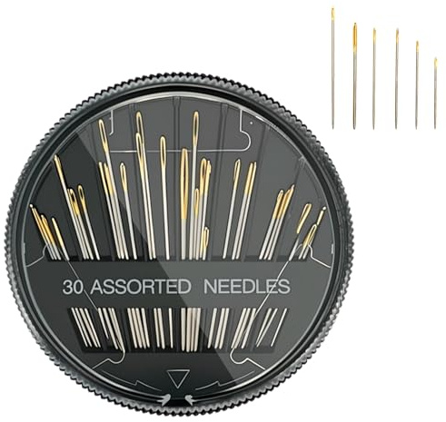 Zeeorymn 30 aghi da cucire di alta qualità, aghi da cucire a mano, aghi da cucire a mano a disco nero per il processo di cucito a mano