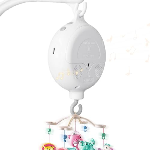 Dhqkqg Baby Mobile Spieluhr, Baby Crib Mobile Musical Box, Music Box Bettglocke, Holzoptik Elektrisch Baby Spieluhr, Bettglocke Anhänger Babybett Deko, 35 Melodie (Weiß)