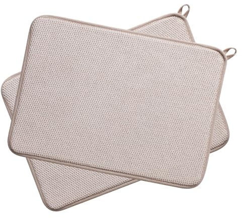 2Pcs Dish Drying Mats, Microfibre Dish Drying Mat for Kitchen, Washing Up Mat for Countertop Cutlery Tabletop (Beige)