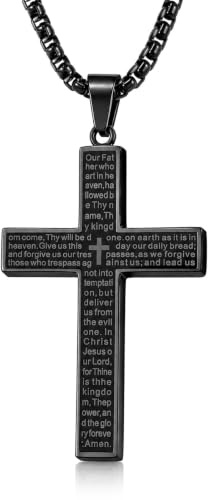 Maxmoc Kreuz Kette Herren,Kreuz Halskette,Edelstahl Cross Necklace,Kreuzs Anhänger mit 60cm Kette Silber Schwarz,Halskette Männer für Geschenke Herrens Jungen Kinder