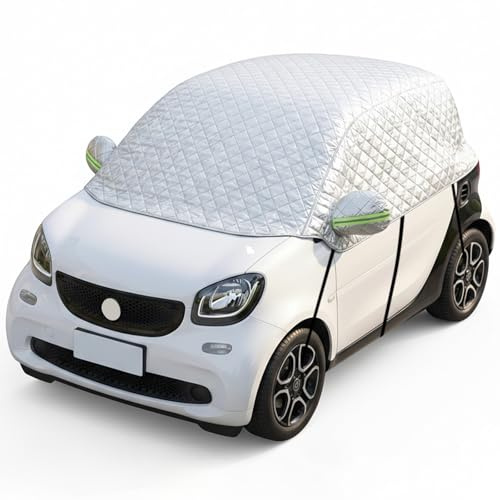 Halbgarage Autoabdeckung für Smart Fortwo 2006-2025, Verdickte Fahrzeugabdeckung mit atmungsaktivem Schutz gegen Regen, Sonne, Schnee, Robuste Autoverdeckung in Schwarz für zuverlässigen Außenschutz