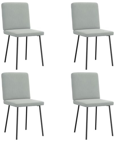 RMIHSJG Esszimmerstühle 4 STK. Hellgrau Samt, Bequeme Polsterstühle mit Metall-Holz-Gestell für Essbereich und Wohnzimmer, Elegante Velours Sitzgruppe