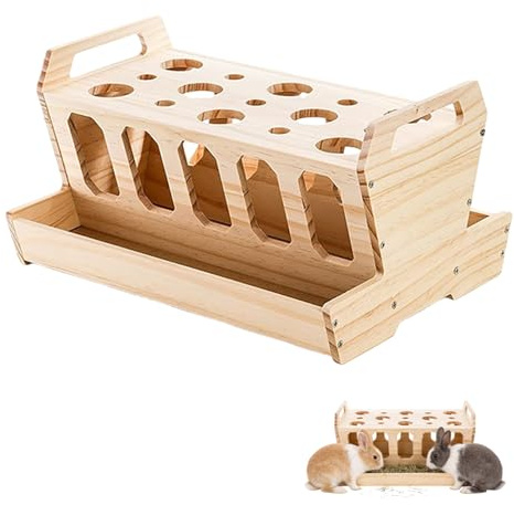 Râtelier à Foin pour Rongeurs, 12*9.4*6.6inch Distributeur de Foin en Bois Grande Capacité, Mangeoire à Foin pour Lapin en Bois, Grand Râtelier à Foin en Boi Lapin pour Lapins Hamsters Cochons d'Inde