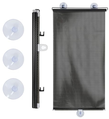 NUOBESTY Persianas Enrollables con Ventosas para Ventanas y Puertas, Cortina Negra de PVC 40x125 Cm, Película Parasol Temporal Resistente al Desgaste, Protección Solar y Privacidad
