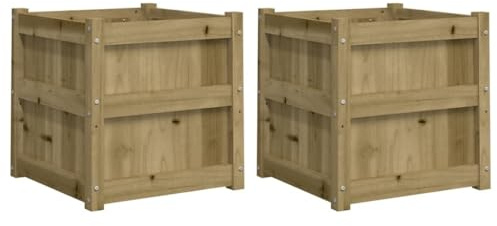 hliofuir Set di 2 fioriere in legno di pino massiccio, 50 x 50 x 50 cm, quadrate, per giardino, balcone, terrazza, grandi fioriere per verdure, fiori e varie piante