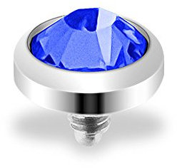 Taffstyle® Dermal Anchor Piercing Aufsatz Kugel Kristall Ball Flach / 4mm - Blau