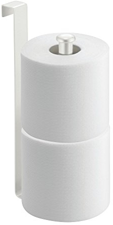 iDesign Classico Toilet Paper Holder for Bathroom Storage, Over the Tank - Pearl White