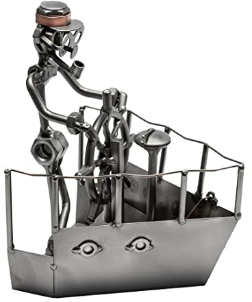 STEEMO Schraubenmännchen Kapitän Seebär Yacht Geschenk Metall-Deko 14x10x18 cm