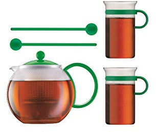 Bodum ASSAM SET Teebereiter Grün mit 2 Gläser und Löffel AK1844-XY-70-6