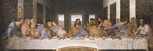 1art1 Leonardo Da Vinci Poster Das Letzte Abendmahl, 1494–1499 Bilder Leinwand-Bild Auf Keilrahmen | XXL-Wandbild Poster Kunstdruck Als Leinwandbild 150x50 cm