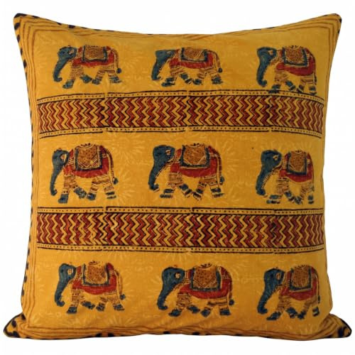 Kissenbezug Blockdruck, Kissenhülle Ethno, 100% Baumwolle, Muster 9 | Traditioneller Blockdruck, Handarbeit aus Rajasthan, waschbar bei 30-40°C, vielseitig einsetzbar als Sitz- oder Bodenkissen.