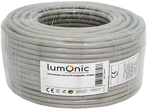 Lumonic 50m cable de red CAT 6 S/FTP PIMF I Cable Cat6, cable Gigabit Lan, cable Ethernet I Cable de tendido flexible apantallado, para uso en interio