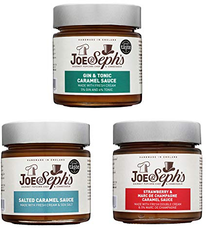 Joe & Seph's Caramel Dessert Sauce Gourmet Selection Set - 3 x Jars | Handmade in the UK | Suitable for Vegetarians | Perfect for Home Baking | Ice-cream Toppings | Spread | Cakes - 690g