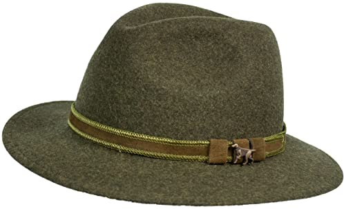 Hubertus Jagdhut mit Ledergarnitur und Zierteil Jagdhund Oliv (60)