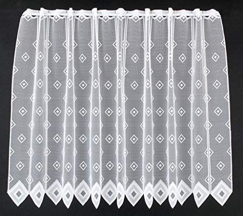 frankgardinen Scheibengardine Quadrate 90 cm hoch weiß - Wunschbreite frei wählbar durch gekaufte Menge in 11,5 cm Schritten - Meterware