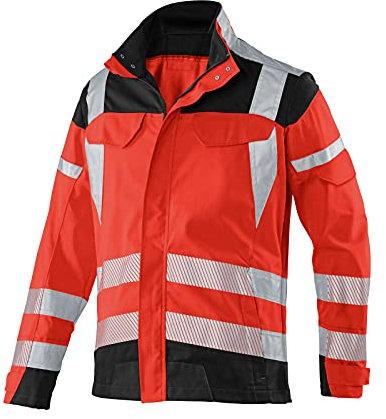 KÜBLER REFLECTIQ Warnschutzjacke warnrot, Größe 60, Herren-Arbeitsjacke aus Mischgewebe, reflektierende Warnschutzjacke