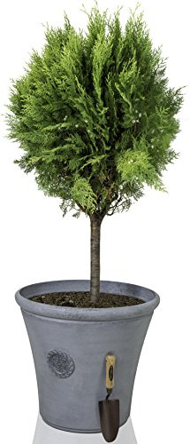 Primrose Round Cone Tuscan Planters Lightweight Continental Grey Stone and Resin Composite Plant Pot 45cm (17.7in)
