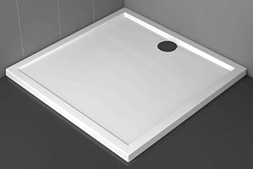 Novellini Olympic Duschwanne Slim, Größe 90 x 90 cm, Höhe 4,5 cm, Farbe weiß, quadratische Form, Installation für den Boden, glatte Oberfläche, Material: Metacryl