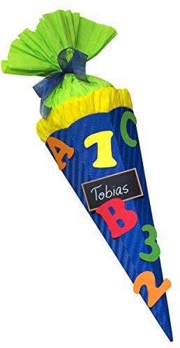 Schultüte Bastelset Schultüte ABC blau - Zuckertüte - aus 3D Wellpappe, 68cm hoch