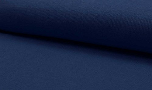 Bündchenware in 45 Farben, rundgestrickte Strickbündchen als Meterware, unifarben 1 Meter, Mittelblau