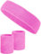 3-teiliges Schweißband-Set mit 2X Schweißbändern für die Handgelenke + 1x Stirnband für Damen & Herren (Rosa)