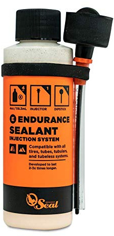 Orange Seal - Endurance Formula Tubeless Bike Tire Sealant with Injector | Long Lasting, Fast Sealing | for MTB, Road, CX and Gravel Bicycle Tires | 4oz w/Injector