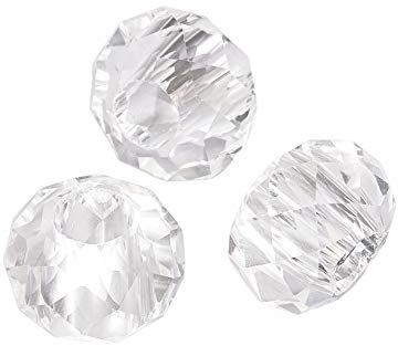 Beadthoven 100 cuentas europeas de cristal transparente con agujero grande, cuentas sueltas sin núcleo de metal, cuentas facetadas Rondelle, aptas para pulseras de cadena de serpiente de 5 mm