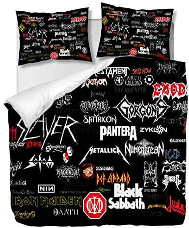 OliveSleep Rock and Roll Duvet Cover Set Double Size,Quilt Cover Set,Decorative 3 Piece Bedding Set with 2 Pillowcases, (Multi 27, Double)