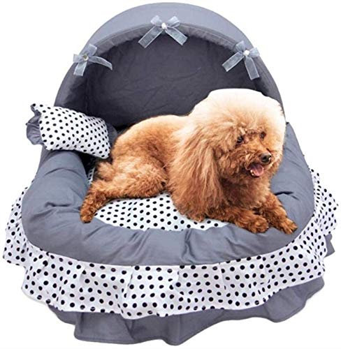 DHGTEP Katzenbett Haus Katze Kuppel Spitze Bett Prinzessin Hundebett Nach Hause Käfig Korb Welpenbett Nach Hause Haustier Zwinger Sofa Weichen Hund Zwinger Liefert (Color : Gray, Size : 46x38x34cm)
