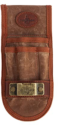 TOURBON - Funda para cinturón de herramientas de lona encerada y cuero con soporte para cinta métrica para electricista, taller, color marrón
