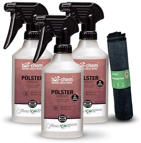 Bio-Chem - Nettoyant pour tissu, canapé, siège 3 x 0,5L - Détache et neutralise les odeurs sieges de voiture, canapés, tapis, moquette - Produit pour rembourrages en tissu