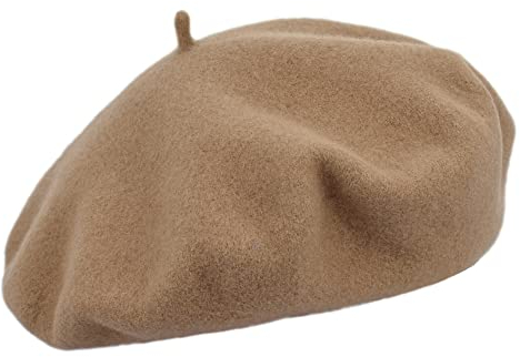 MELEGARI Baskenmütze für Damen, 100 % Wolle, Roma Beret, hergestellt in Italien, Kamel 06, One size