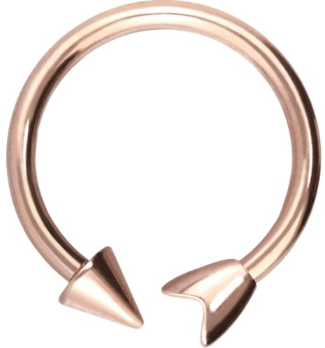 PIERCINGLINE Titan Hufeisenring mit Gewinde PFEIL Ohr Piercing Nase Septum Roségoldfarben 10 mm