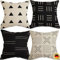 LaVanta Kissenbezüge 4er Set 45x45 cm – Stilvolles Schwarz-Weiß Muster, Elegante Leinenoptik, Beidseitiges Design, Qualität aus Deutschland