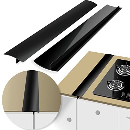 Gap Filler for Stove and Counter, Kitchen Stove Counter Gap Cover Silicone Gap Cover Between Stove and Counter 21 Inches Stove Gap Filler Heat Resistant Cover Easy Clean Black
