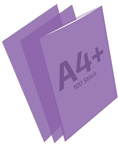 REIF Hamburg 14009 Hüllen A4+ lila, DIN A4 Überformat, 100 Stück aus PE Stärke 0,160 mm, dokumentenecht, Dokumentenhülle kurze Seite offen, Made in Germany