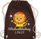 Turnbeutel Rucksack - Kita Beutel Wechselsachen Jungen - Wechselkleidung Löwe - Unisize - Braun - kinderturnbeutel wechselbeutel personalisierte löwen stoffrucksack kindergartenbeutel