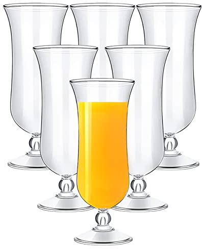 Cheardia Confezione da 6 bicchieri da uragano, in plastica Pina Colada, resistenti alla rottura, per succhi, cocktail, birre, bevande tropicali, acqua, bevande
