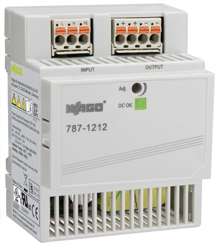 WAGO Alimentation électrique compacte 787-1212 | Alimentation 1 phase cadencée DIN-rail 24 VDC 2,5 A DC OK LED
