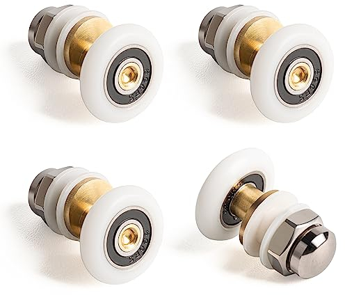 SPDYCESS Ruedas Excéntricas para Puerta de Ducha 4 Pcs, 25mm Rodamientos Mampara Ducha Recambio, para Puerta Corredera de Cristal Baño