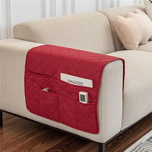 FANSU Sofa-Armlehnenbezüge 2-er Set, Armlehnen Organizer, Ohrensessel Relaxsessel Armlehnenschoner, Sofa Armlehnenbezüge, Möbelschutz für Stuhl (Rot)