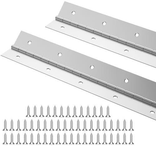 2Pack Heavy Duty Piano Hinges 24Inch, 2.5” Open Wide Stainless Steel Piano Hinge with Holes, Sliver Continuous Hinge Concealed Door Hinges for Wood Furniture Sheet Metal, 0.047 Leaf Thickness