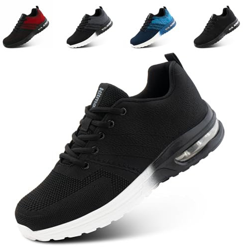 Hitmars Laufschuhe Herren Sportschuhe Damen Turnschuhe Joggingschuhe Sport Schuhe Luftkissen Running Atmungsaktiv Gym Sneaker Fitness Trailrunning Schwarz-Weiß EU 40