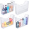 Beeveer 4 Pcs Plastic Freezer Organizer Bins with Wheel Tall Narrow Kitchen Pantry Organizer Snack Storage Containers for Office Refrigerator(10 x 13.3 x 3.5 Inch)