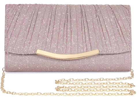 Asvert Women's Pink-Purple Evening Bag, Clutch Handbag, Shoulder Bag, One Size, Luxurious Formal, TW020