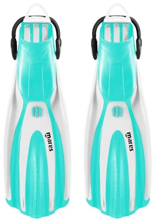 Mares Unisex Avanti Superchannel OH Anatomical Open Heel 3 Channel Design Fins for Scuba Diving, Snorkeling, Swimming & Freediving, Small, White/Aqua