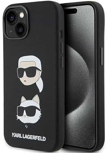 Karl Lagerfeld KLHCP15SSDHKCNK Hülle für iPhone 15 6.1 Schwarz Silicone Karl&Choupette Head
