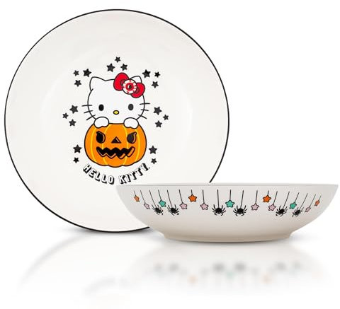 Silver Buffalo Sanrio Hello Kitty Pumpkin Boo 9-Inch Ceramic Coupe Dinner Bowl