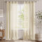 TOPICK Beige Leinenoptik Stores Gardinen mit Ösen Extra Lange Gardinen für Küche Wohnzimmer Schlafzimmer Fenster Vorhänge Transparent Durchsichtig Voile Landhausstil Modern 2er Set 260H x 140B (cm)