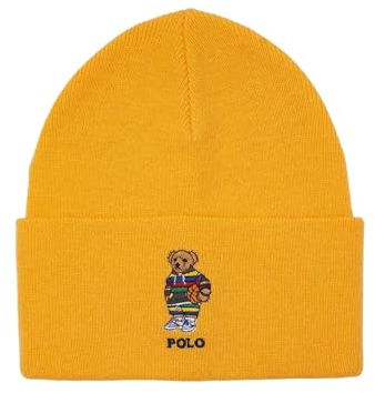 POLO RALPH LAUREN Herren Polo Bear Beanie (US, Alpha, Einheitsgröße, Gold Bugle), gelb